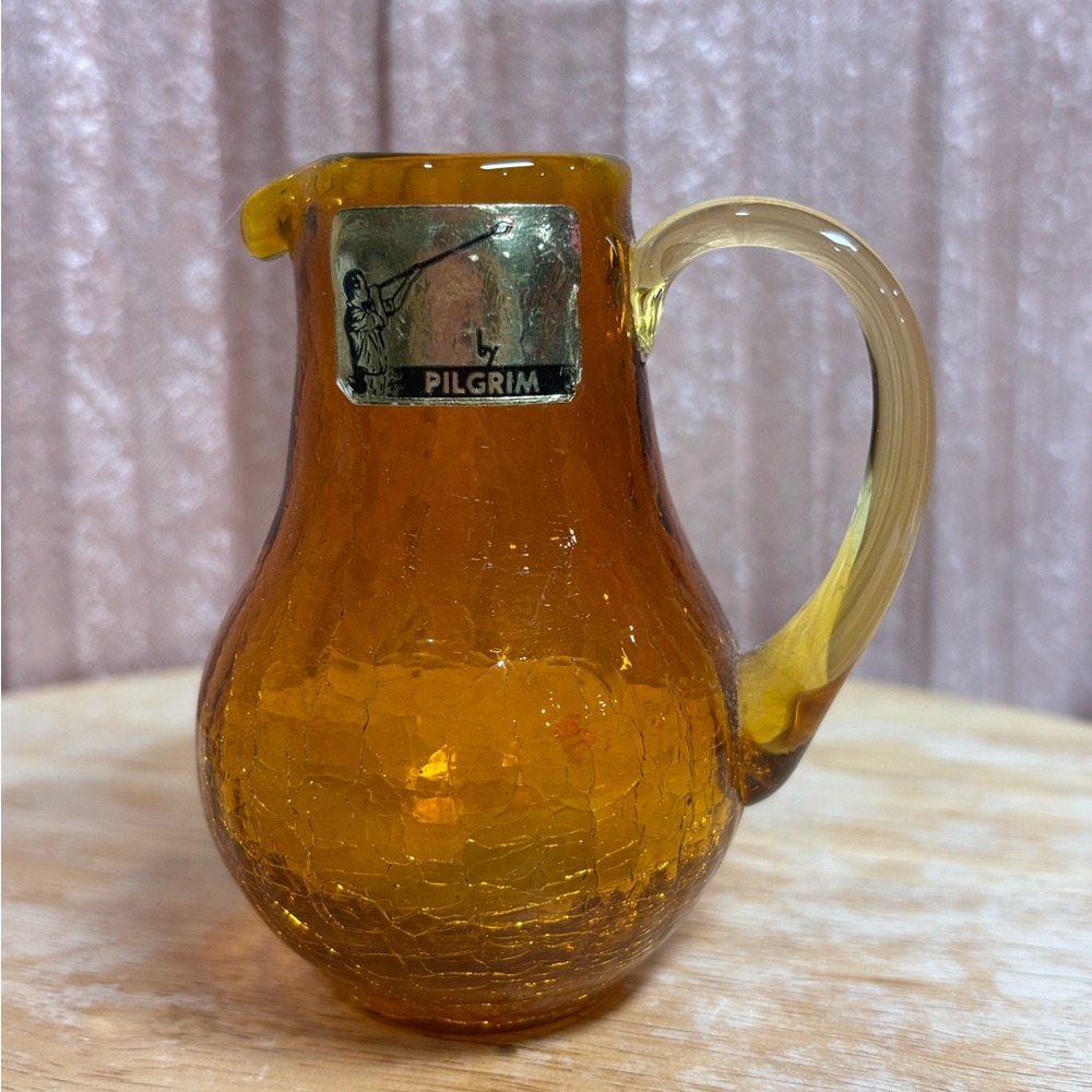 Amber Glass Pilgrim Pitcher with Handle